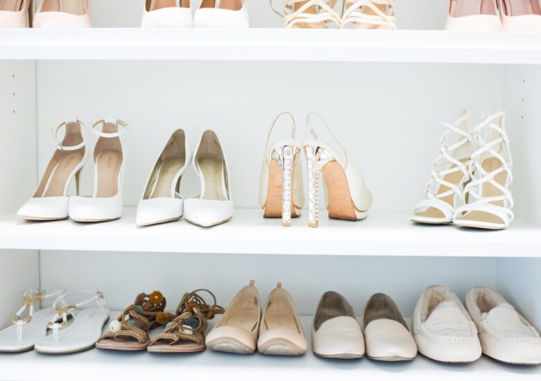 custom shoe closet with high heels