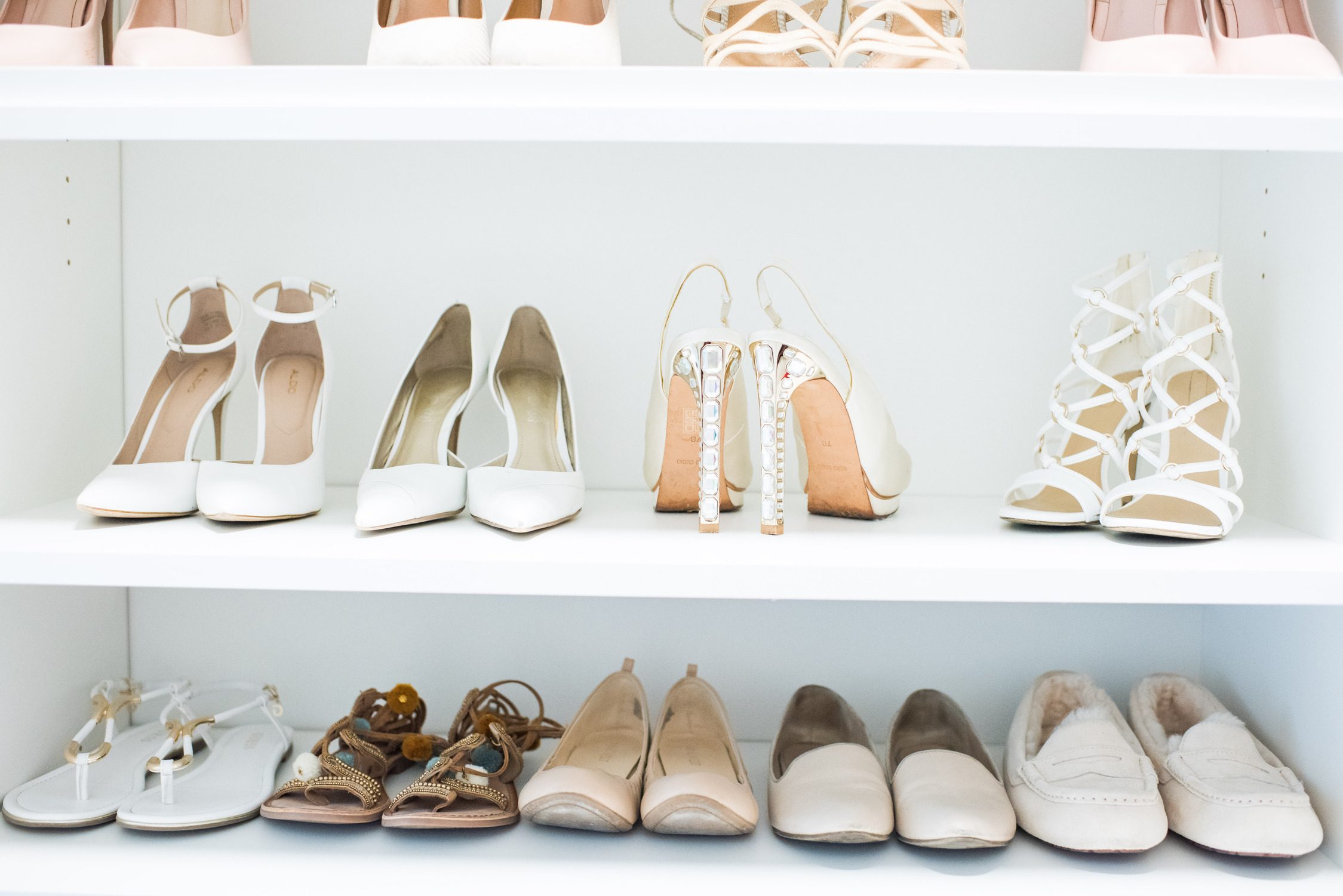 custom shoe closet with high heels