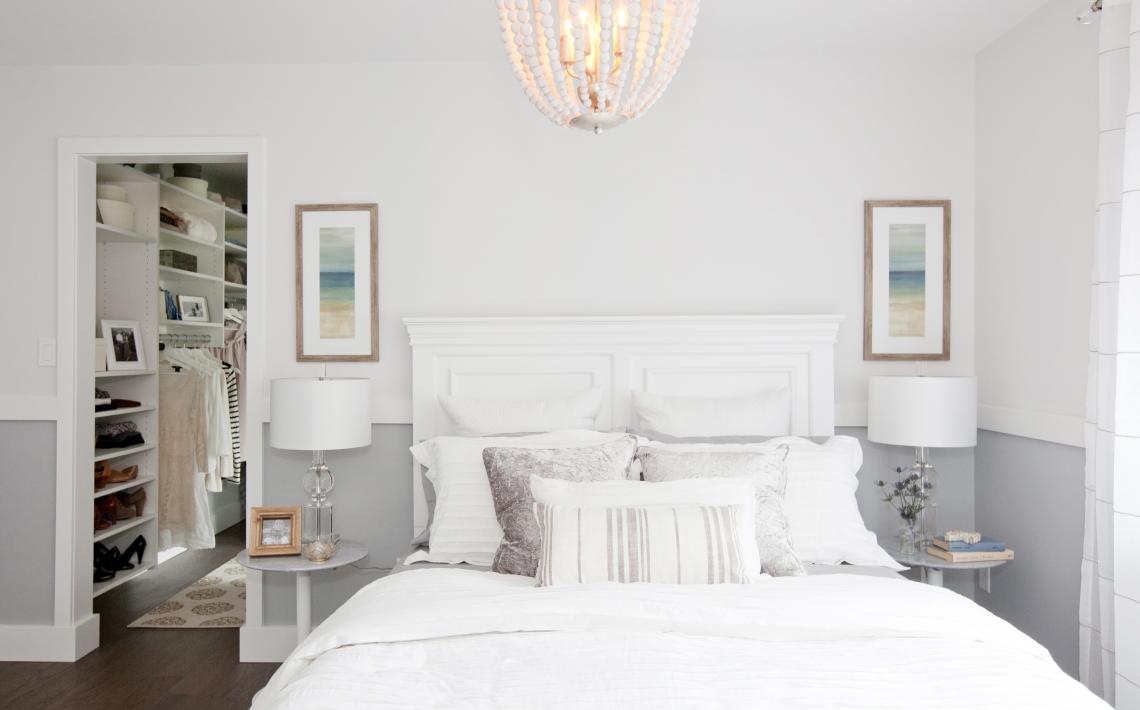 Walk-in closets within a master bedroom